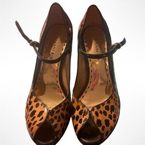 Gianni Bini Leopard Print Peep Toe Heels
